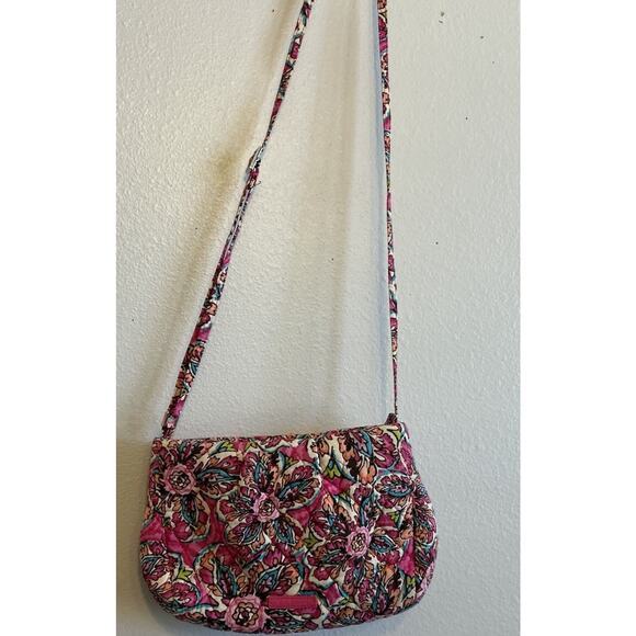 Vera Bradley Crossover Purse Pink Alex Pattern Floral Pleated Small Boho Casual - Picture 3 of 9